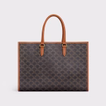HORIZONTAL CABAS IN TRIOMPHE CANVAS AND CALFSKIN TAN