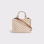 SMALL CABAS THAIS IN TEXTILE WITH TRIOMPHE CANVAS PRINT AND CALFSKIN WHITE - Image 3