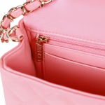 Mini Rectangular Flap Bag Pink Iridescent Lambskin Light Gold Hardware - Image 5