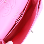 Medium Classic Double Flap Bag Neon Pink Lambskin Silver Hardware - Image 7
