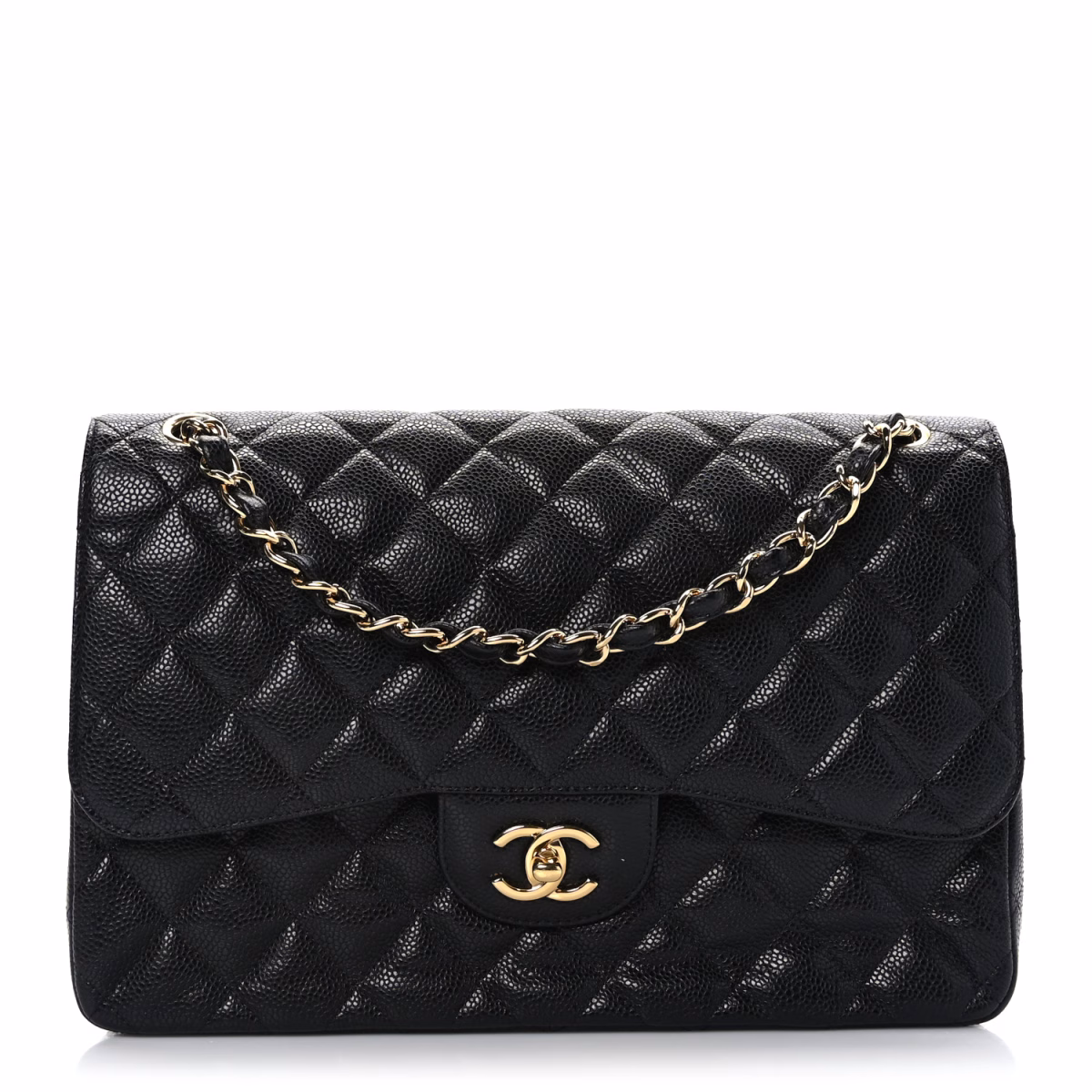 Caviar Quilted Jumbo Double Flap Black - Image 1