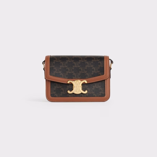 TEEN TRIOMPHE BAG IN TRIOMPHE CANVAS AND CALFSKIN TAN