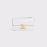 SHOULDER BAG TRIOMPHE IN SHINY CALFSKIN ARCTIC WHITE