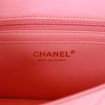 Mini Rectangular Flap Bag Pink Iridescent Lambskin Light Gold Hardware - Image 7