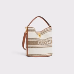 BUCKET 16 BAG IN STRIPED TEXTILE WITH CELINE JACQUARD AND CALFSKIN TOBACCO / TAN - Image 2