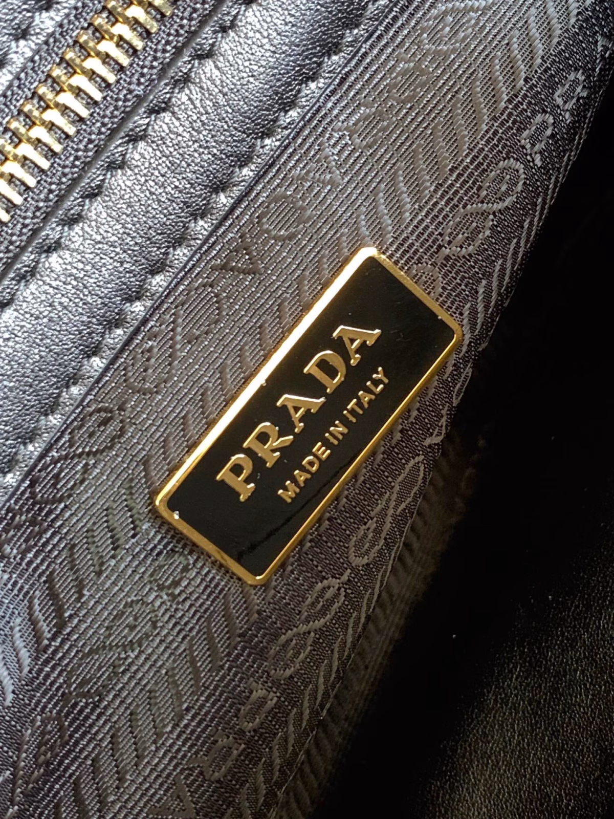 Prada Symbole Small Bag In Black/Beige Jjacquard Fabric - Image 4