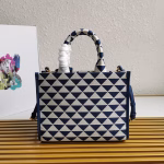 Prada Symbole Small Bag In White/Blue Jjacquard Fabric - Image 3