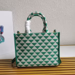 Prada Symbole Small Bag in Green and White Jacquard Fabric - Image 9