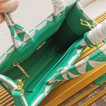 Prada Symbole Small Bag in Green and White Jacquard Fabric - Image 3