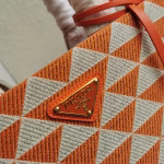 Prada Symbole Small Bag in Orange and White Jacquard Fabric - Image 9