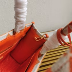 Prada Symbole Small Bag in Orange and White Jacquard Fabric - Image 3