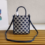 Prada Symbole Micro Bag In White/Blue Jjacquard Fabric - Image 6