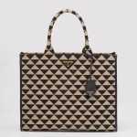 Prada Symbole Large Bag In Black/Beige Jjacquard Fabric