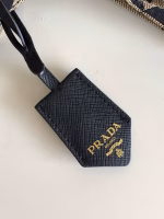 Prada Symbole Large Bag In Black/Beige Jjacquard Fabric - Image 4