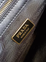 Prada Symbole Large Bag In Black/Beige Jjacquard Fabric - Image 5