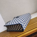 Prada Symbole Large Bag In White/Blue Jjacquard Fabric - Image 2