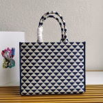 Prada Symbole Large Bag In White/Blue Jjacquard Fabric - Image 8