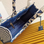 Prada Symbole Large Bag In White/Blue Jjacquard Fabric - Image 7