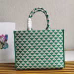 Prada Symbole Large Bag in Green and White Jacquard Fabric - Image 9