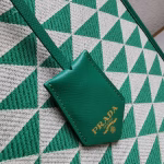 Prada Symbole Large Bag in Green and White Jacquard Fabric - Image 5