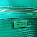 Prada Symbole Large Bag in Green and White Jacquard Fabric - Image 3
