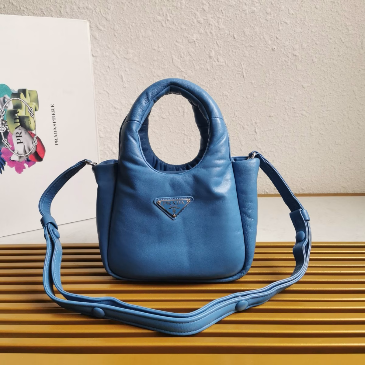 Prada Small Top-handle Bag in Blue Nappa Leather - Image 5