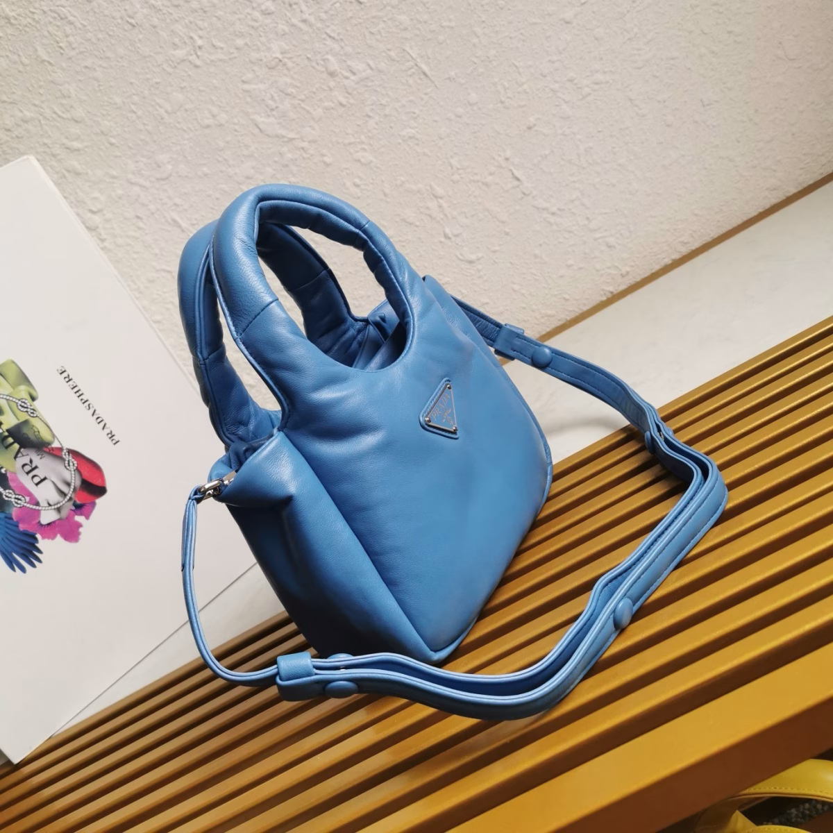 Prada Small Top-handle Bag in Blue Nappa Leather - Image 8