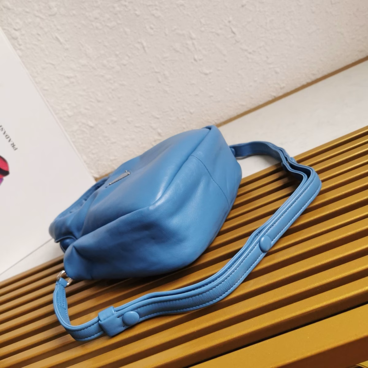 Prada Small Top-handle Bag in Blue Nappa Leather - Image 9