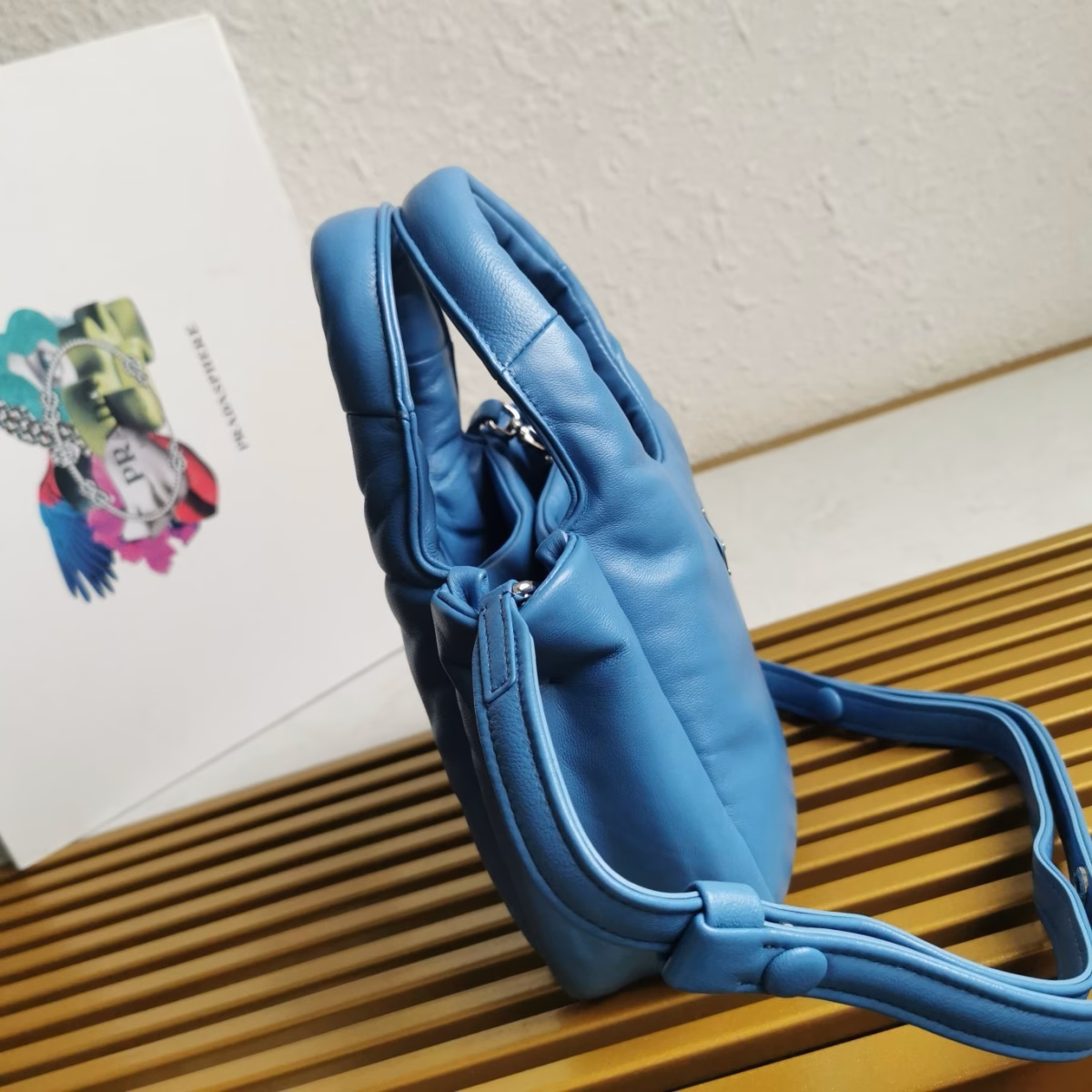 Prada Small Top-handle Bag in Blue Nappa Leather - Image 3