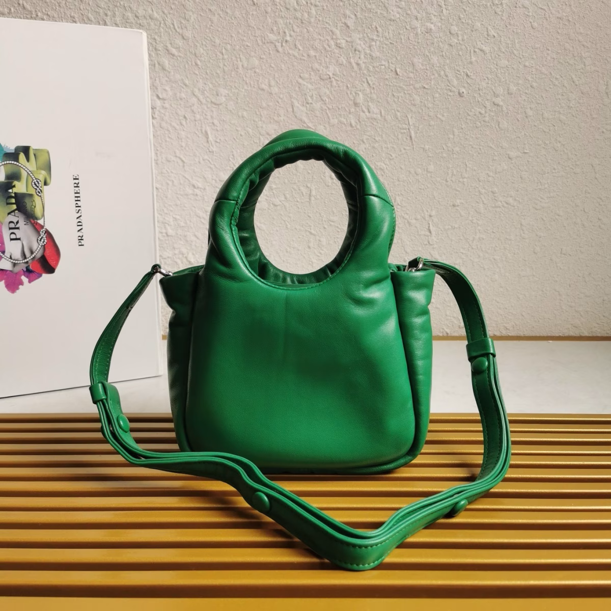 Prada Small Top-handle Bag in Green Nappa Leather - Image 7