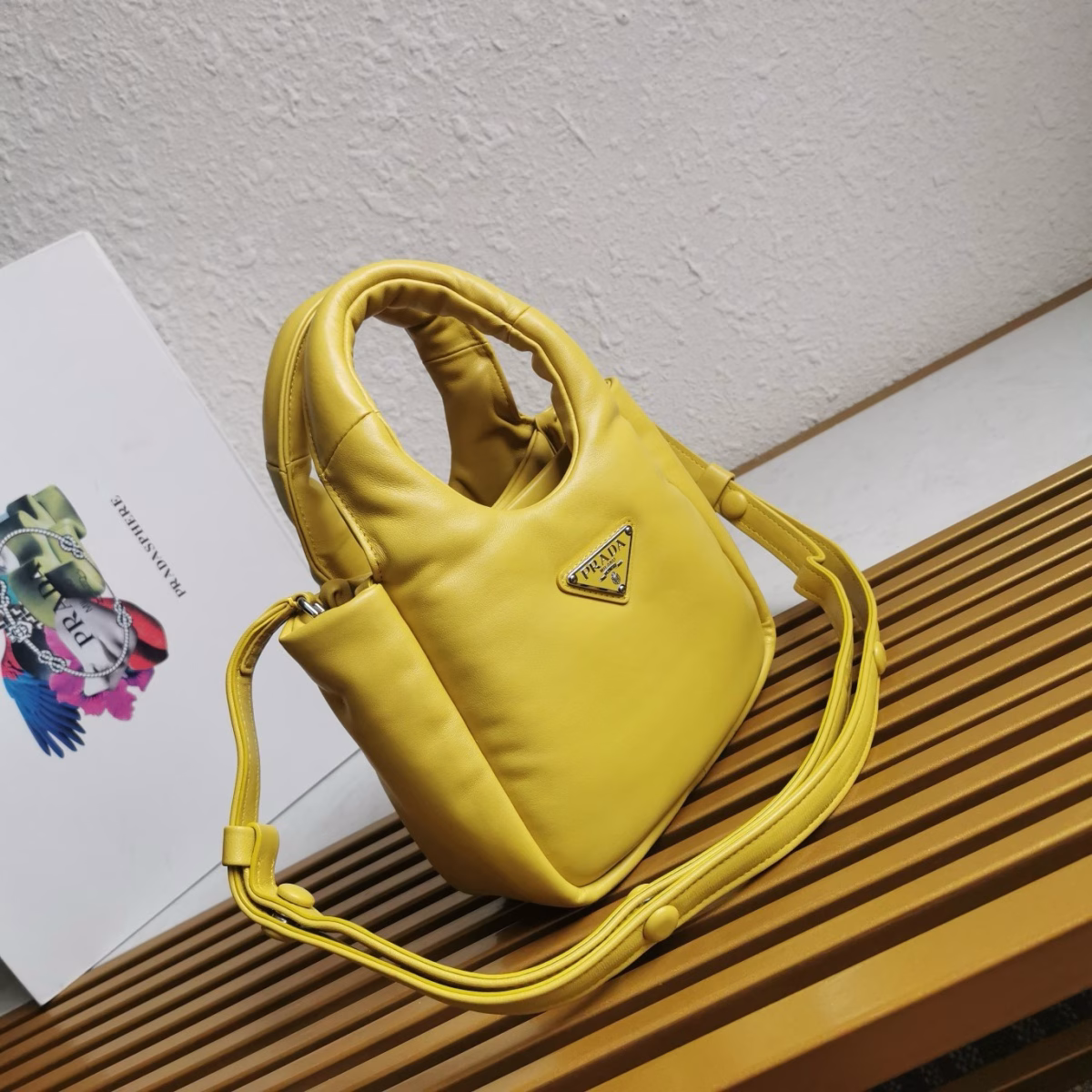 Prada Small Top-handle Bag in Yellow Nappa Leather - Image 7