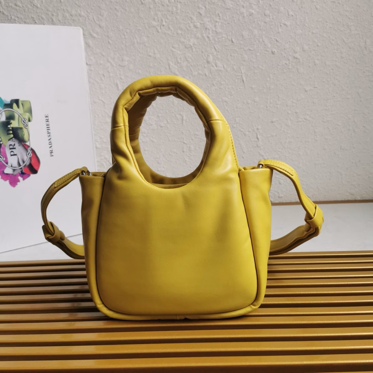 Prada Small Top-handle Bag in Yellow Nappa Leather - Image 4