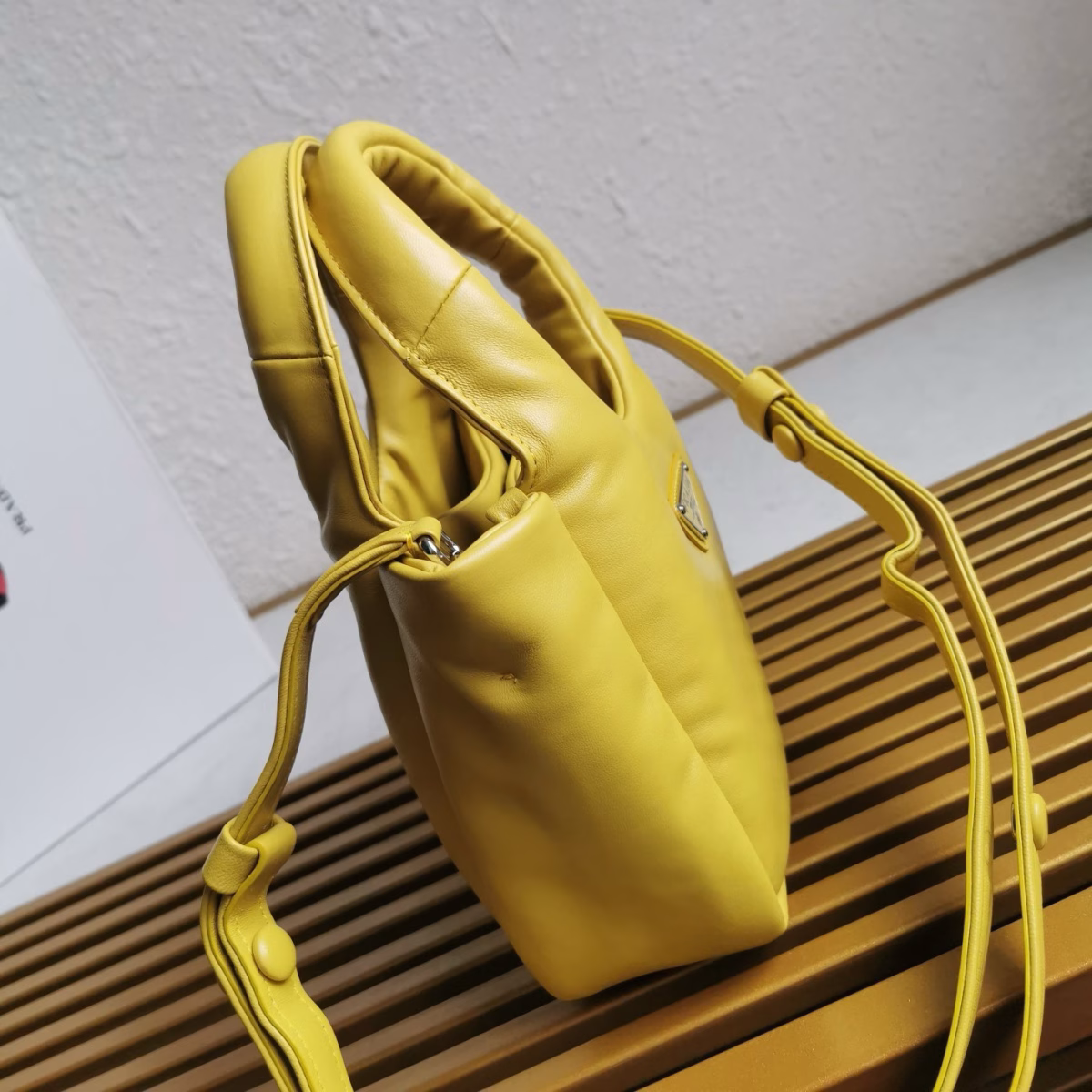 Prada Small Top-handle Bag in Yellow Nappa Leather - Image 5