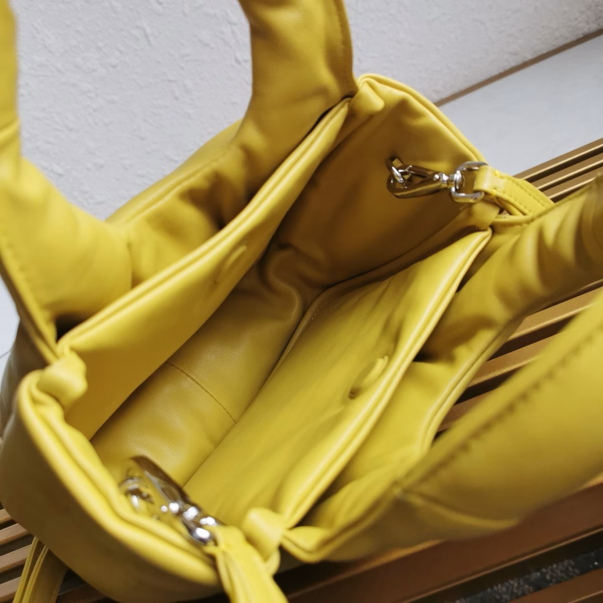 Prada Small Top-handle Bag in Yellow Nappa Leather - Image 6