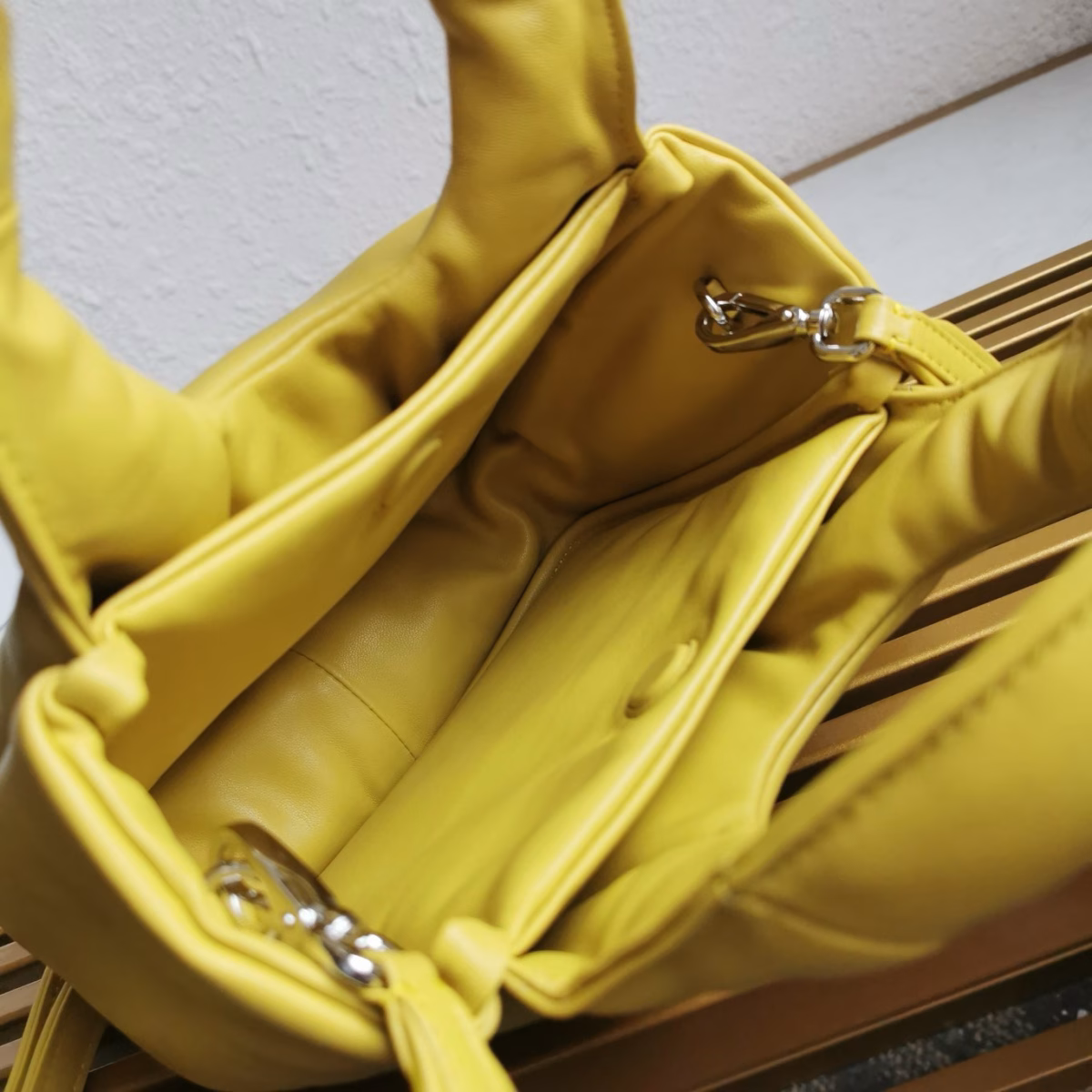 Prada Small Top-handle Bag in Yellow Nappa Leather - Image 10