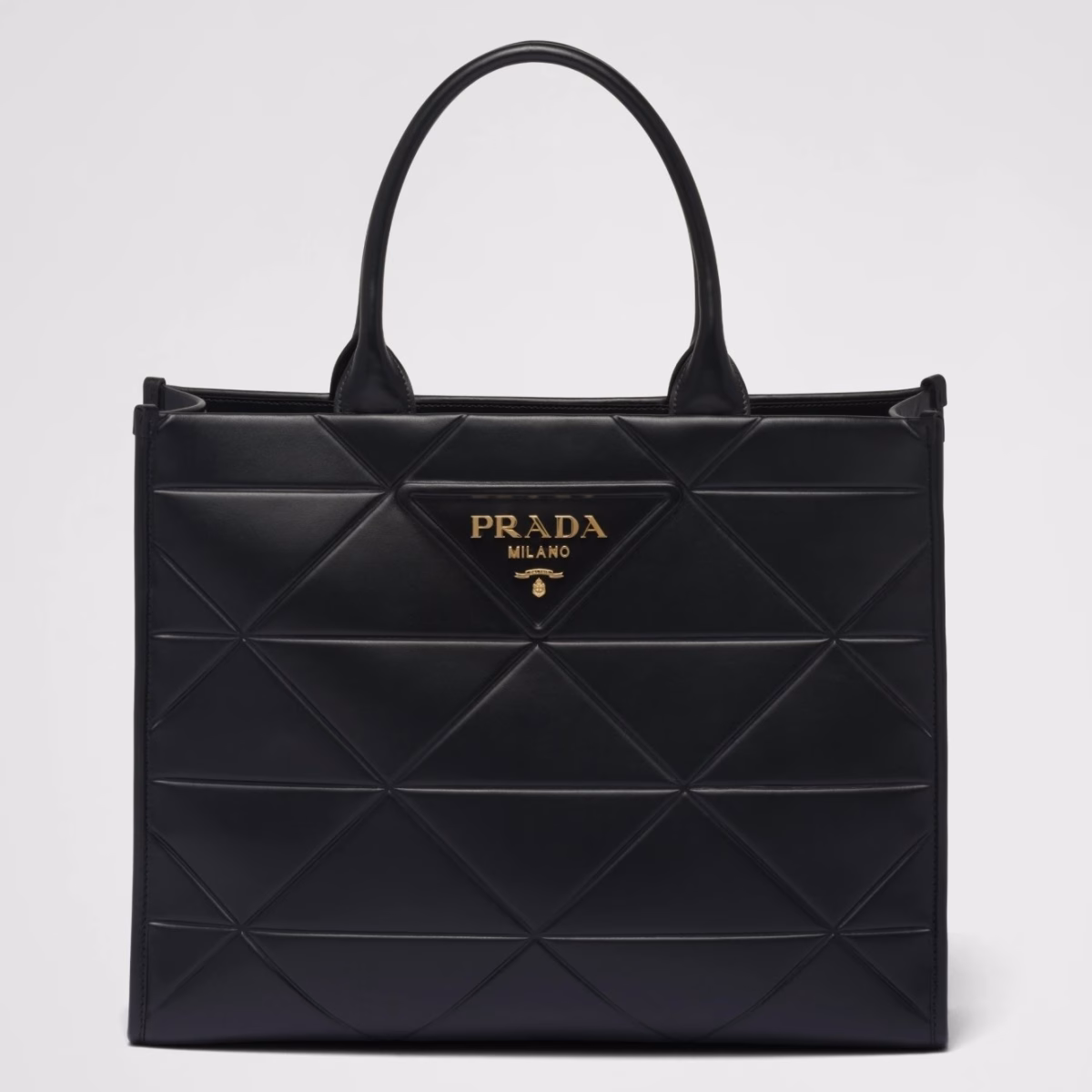 Prada Symbole Large Bag with Topstitching in Black Leather - Image 1