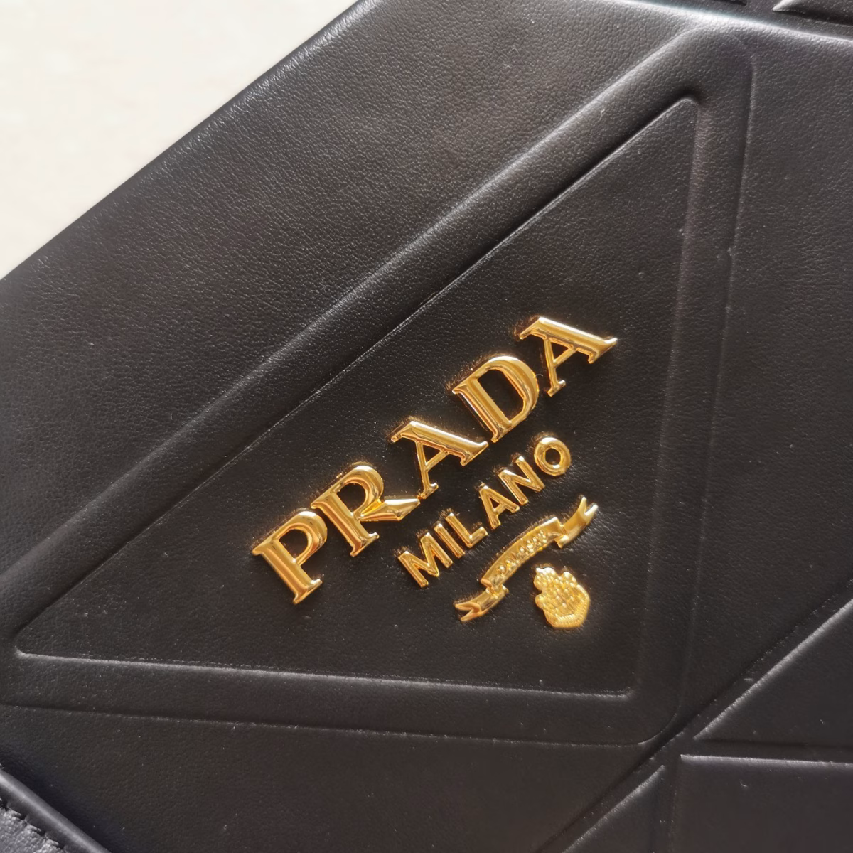 Prada Symbole Large Bag with Topstitching in Black Leather - Image 10