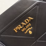 Prada Symbole Large Bag with Topstitching in Black Leather - Image 10