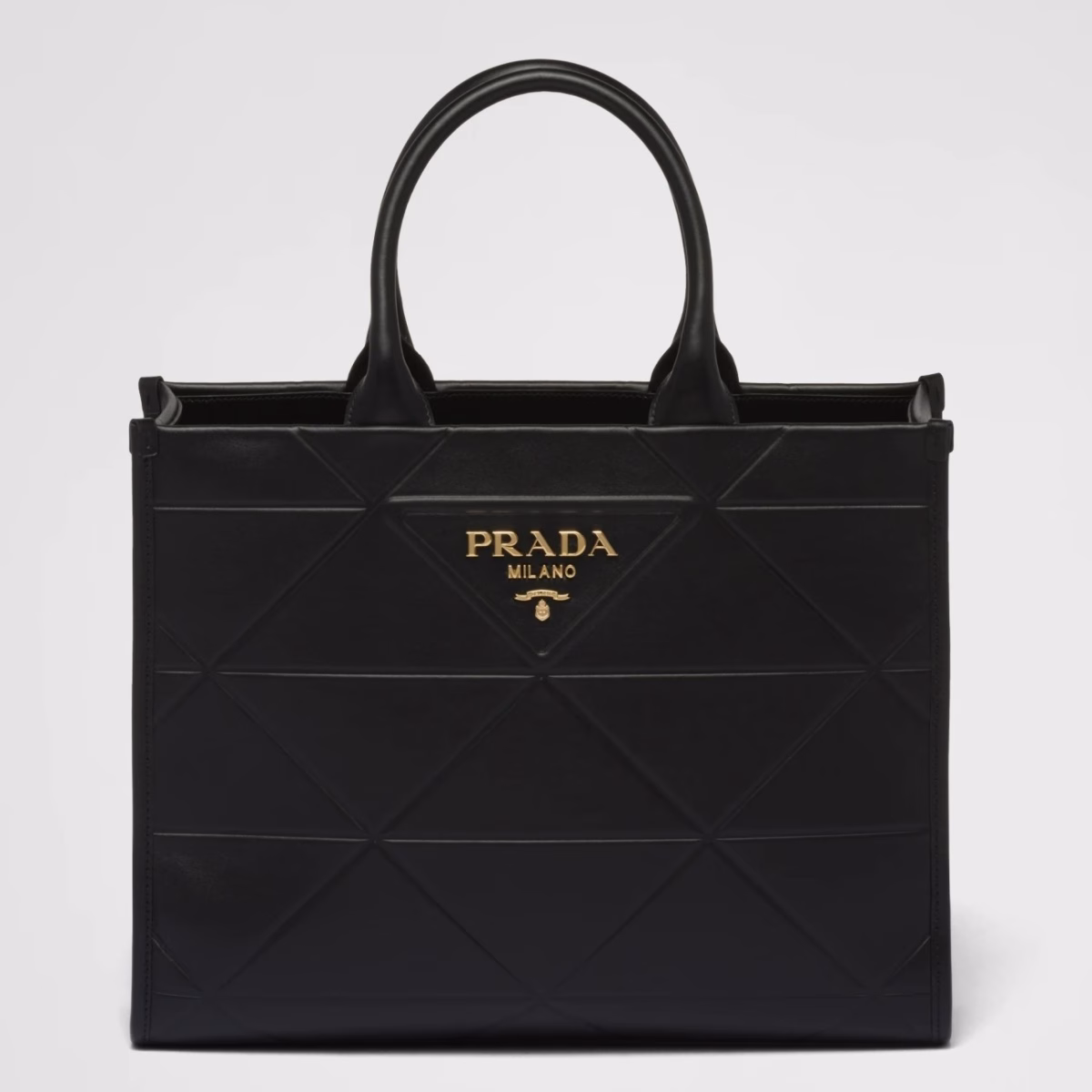 Prada Symbole Medium Bag with Topstitching in Black Leather - Image 1