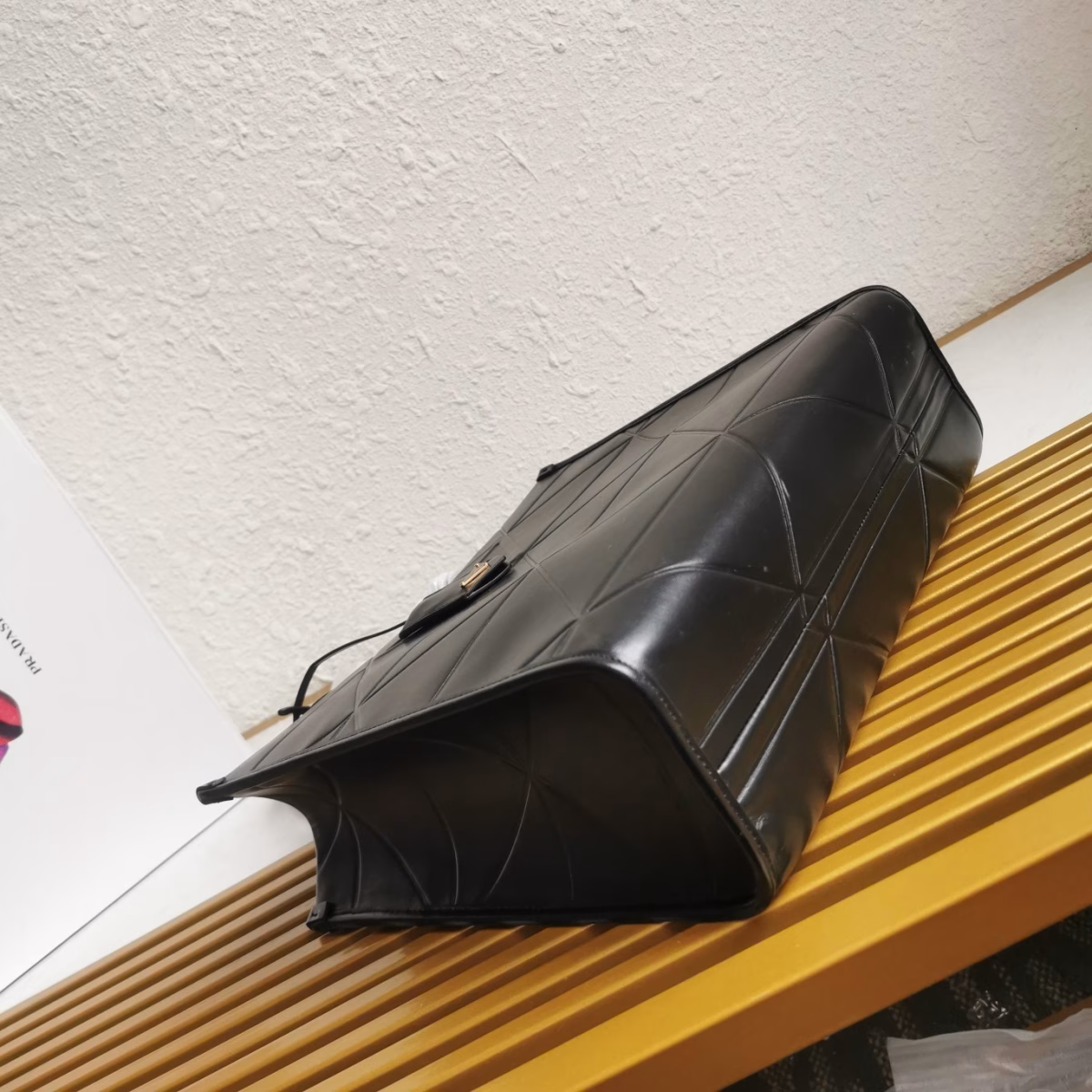 Prada Symbole Medium Bag with Topstitching in Black Leather - Image 8