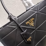 Prada Symbole Medium Bag with Topstitching in Black Leather - Image 10