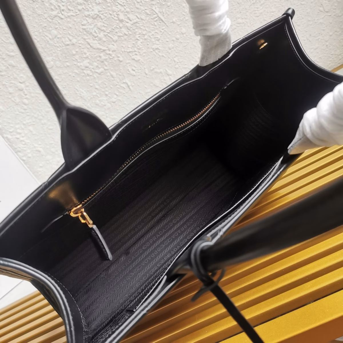 Prada Symbole Medium Bag with Topstitching in Black Leather - Image 2