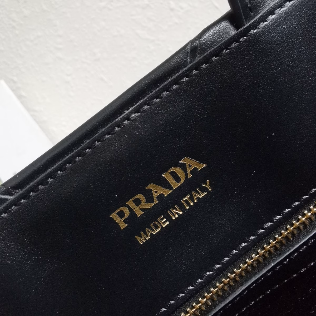 Prada Symbole Medium Bag with Topstitching in Black Leather - Image 4