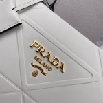 Prada Symbole Medium Bag with Topstitching in White Leather - Image 4