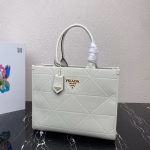 Prada Symbole Medium Bag with Topstitching in White Leather - Image 5