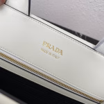 Prada Symbole Medium Bag with Topstitching in White Leather - Image 3