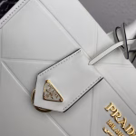 Prada Symbole Medium Bag with Topstitching in White Leather - Image 2