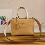 Prada Symbole Small Bag with Topstitching in Beige Leather - Image 6