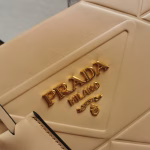 Prada Symbole Small Bag with Topstitching in Beige Leather - Image 4