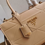 Prada Symbole Small Bag with Topstitching in Beige Leather - Image 5